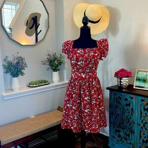 Red Floral Dress w/ keyhole back